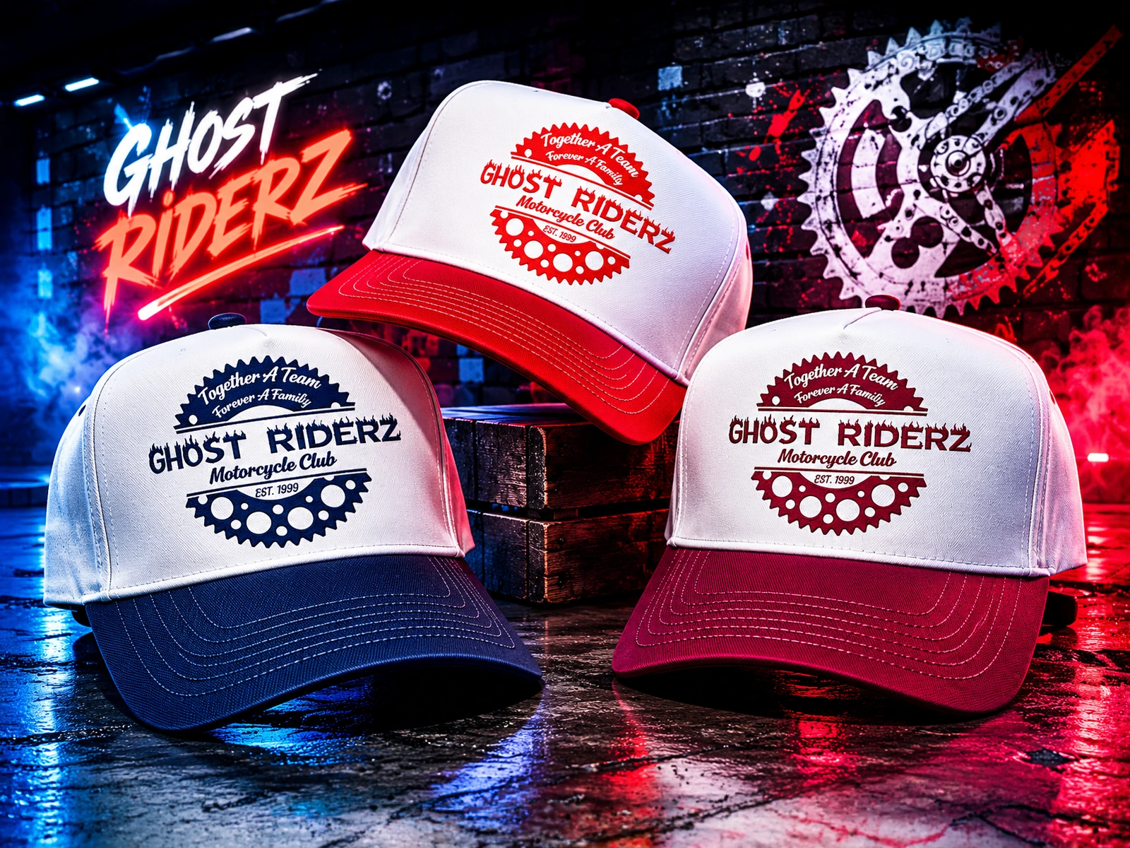 Custom hats with digital print detail