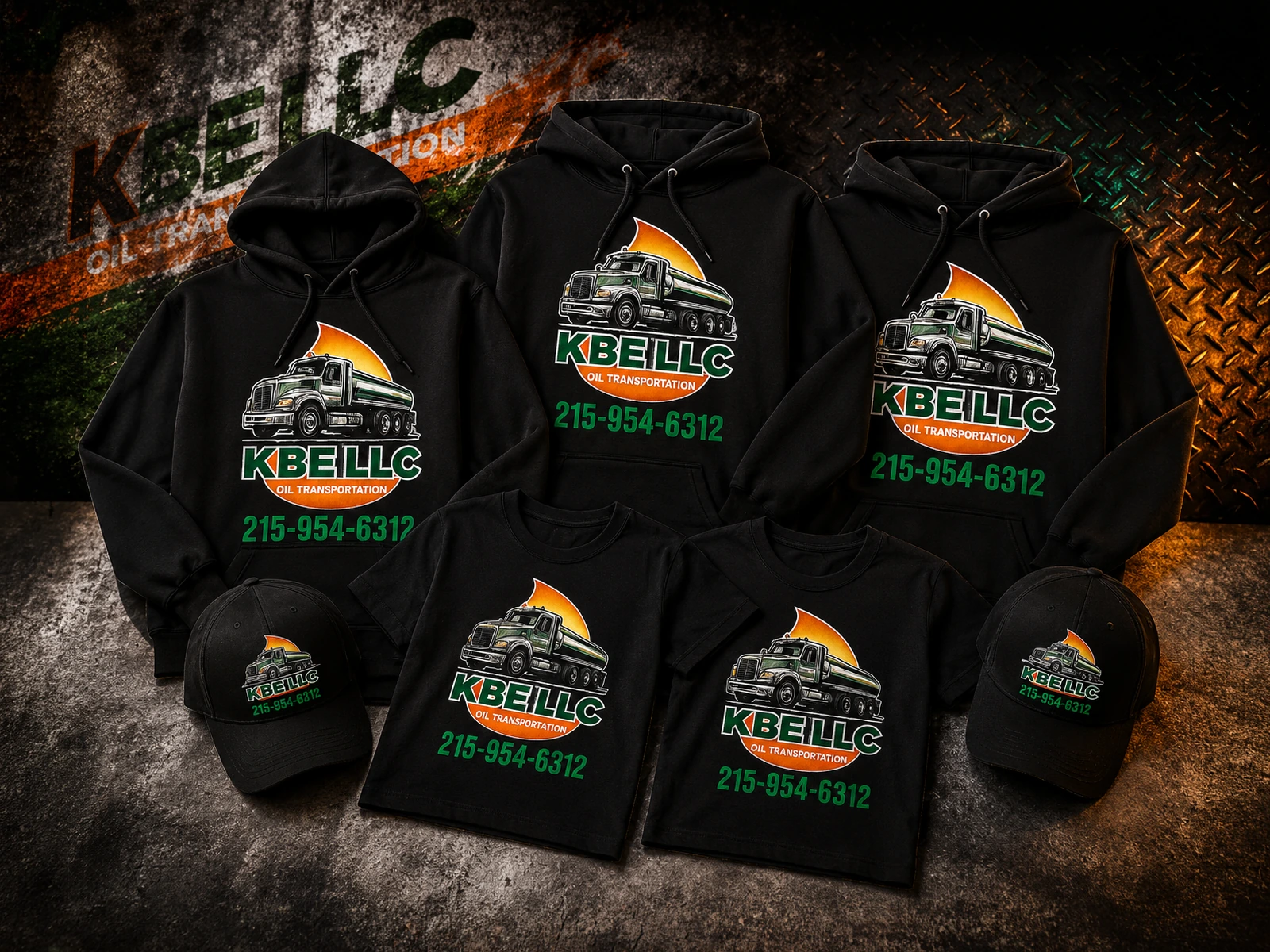 Full-color apparel set for a local business
